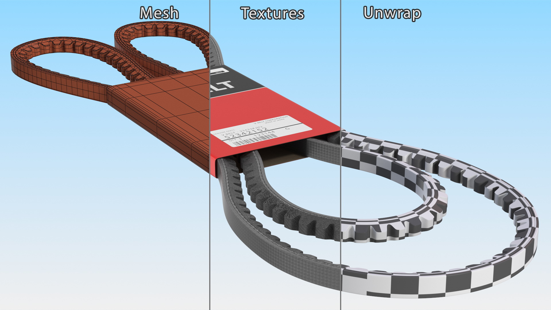 3D Accessory Drive V Belt With Label model