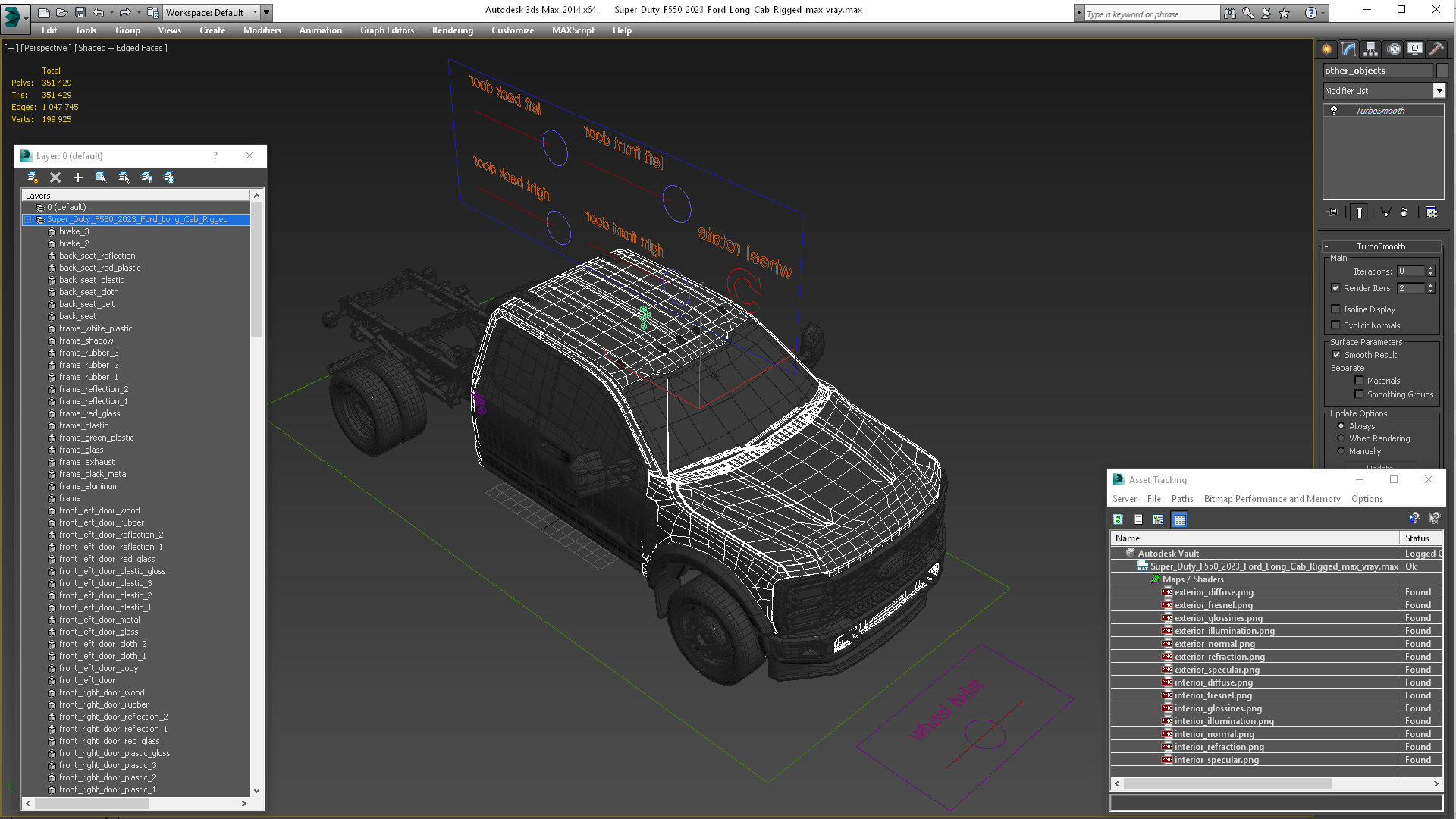3D model Super Duty F550 2023 Ford Long Cab Rigged for Cinema 4D