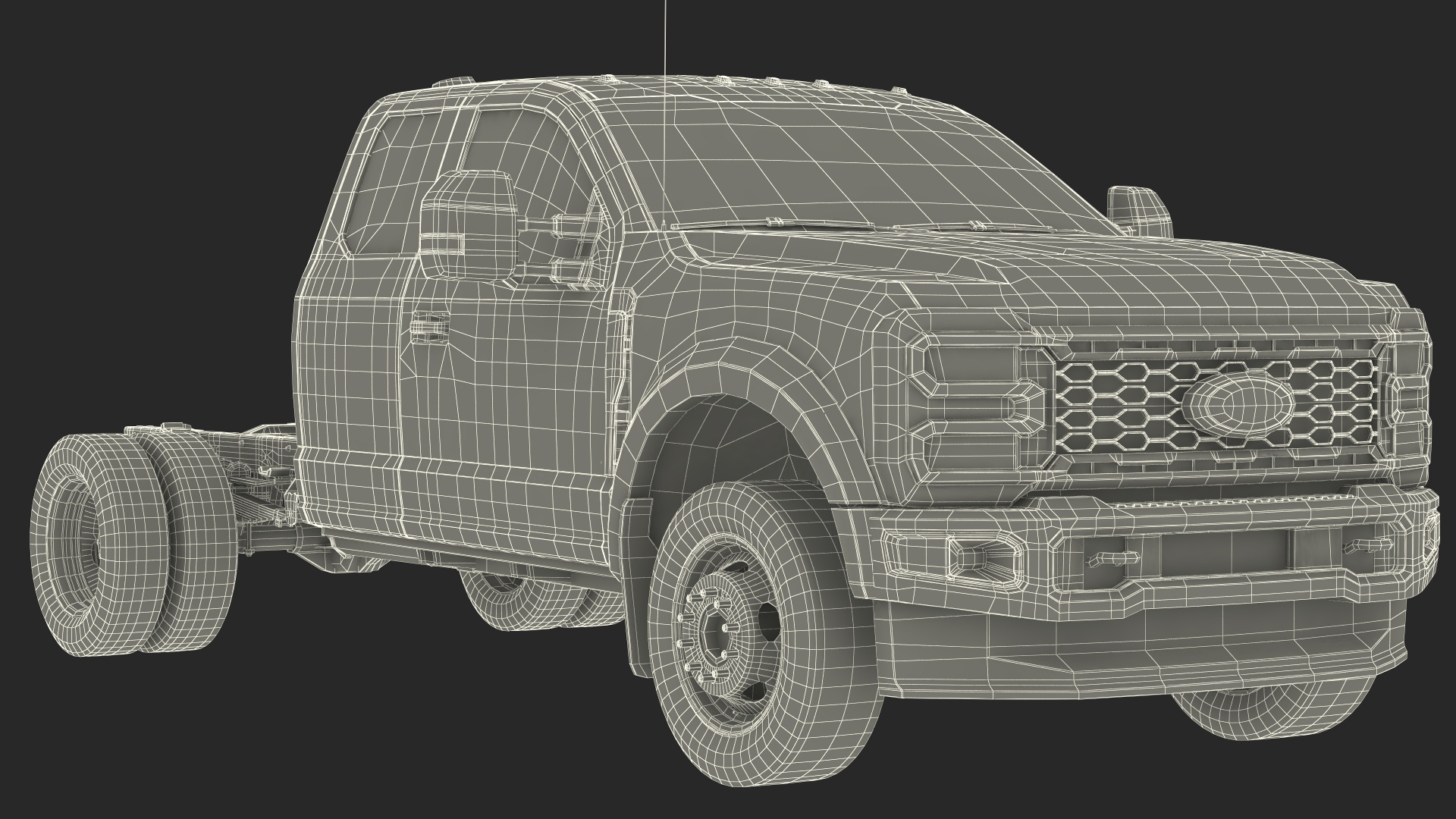 3D model Super Duty F550 2023 Ford Long Cab Rigged for Cinema 4D