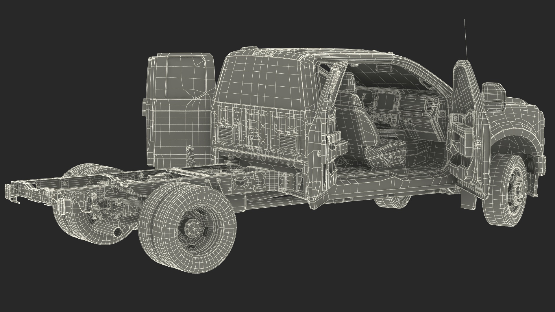 3D model Super Duty F550 2023 Ford Long Cab Rigged for Cinema 4D