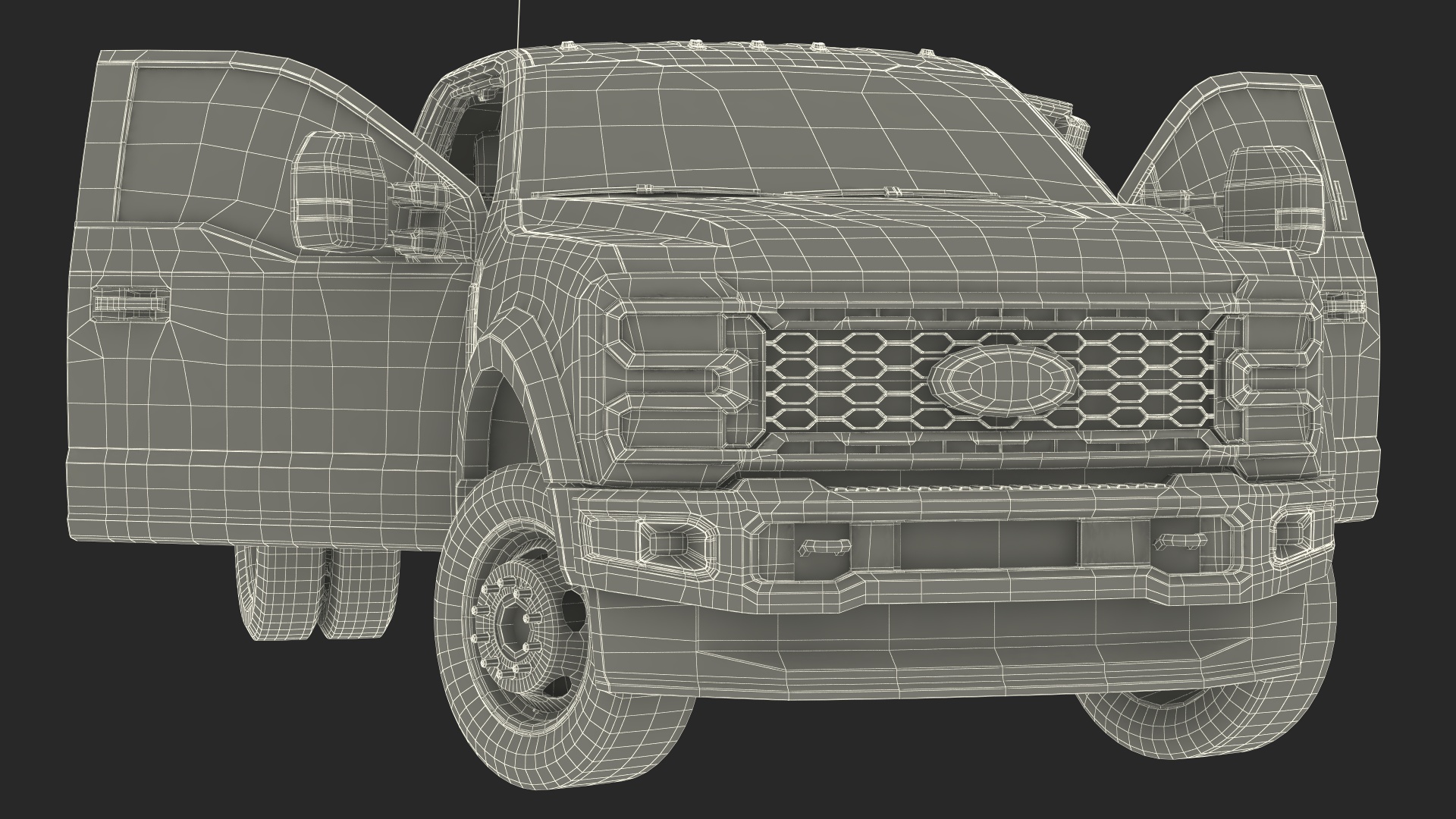 3D model Super Duty F550 2023 Ford Long Cab Rigged for Cinema 4D