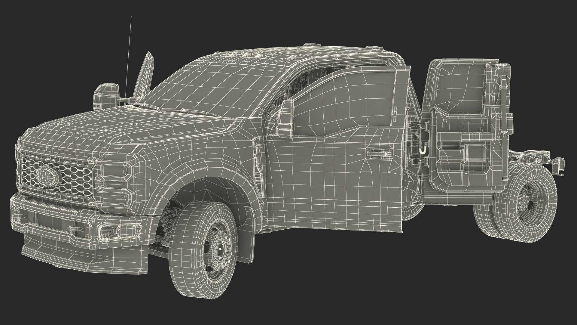 3D model Super Duty F550 2023 Ford Long Cab Rigged for Cinema 4D