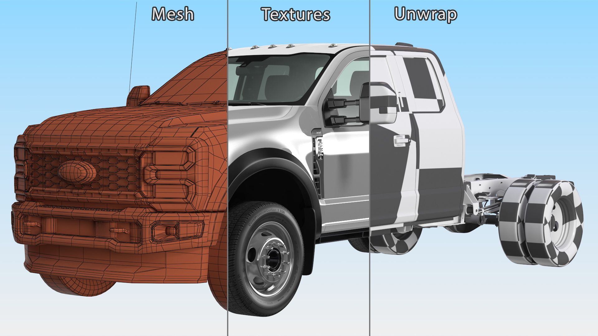 3D model Super Duty F550 2023 Ford Long Cab Rigged for Cinema 4D