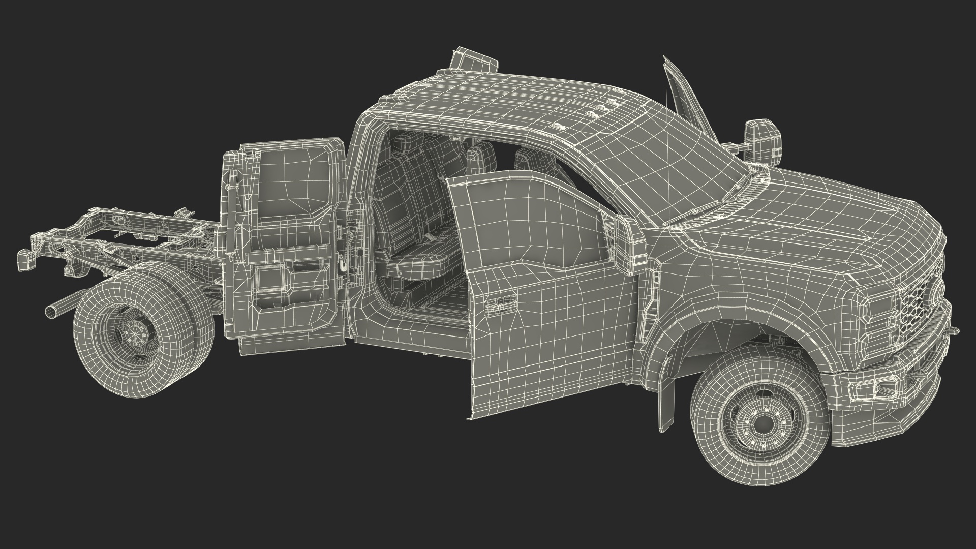 3D model Super Duty F550 2023 Ford Long Cab Rigged for Cinema 4D
