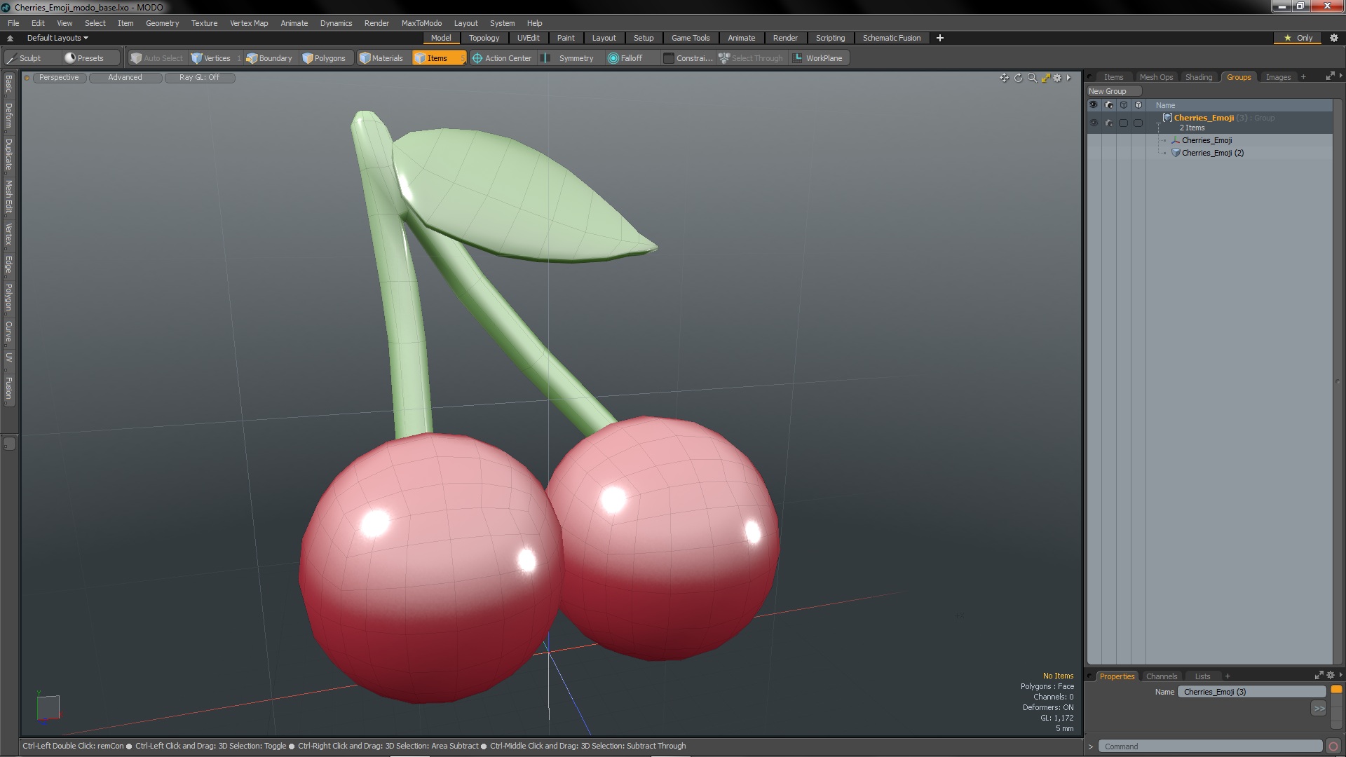 Cherries Emoji 3D model
