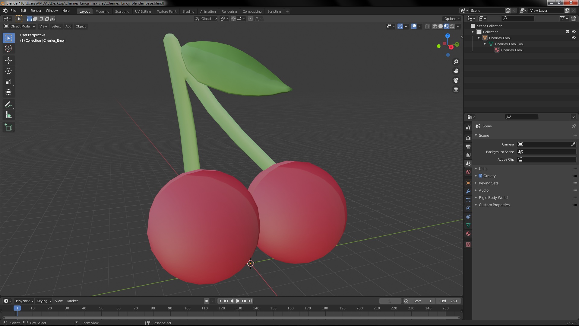 Cherries Emoji 3D model