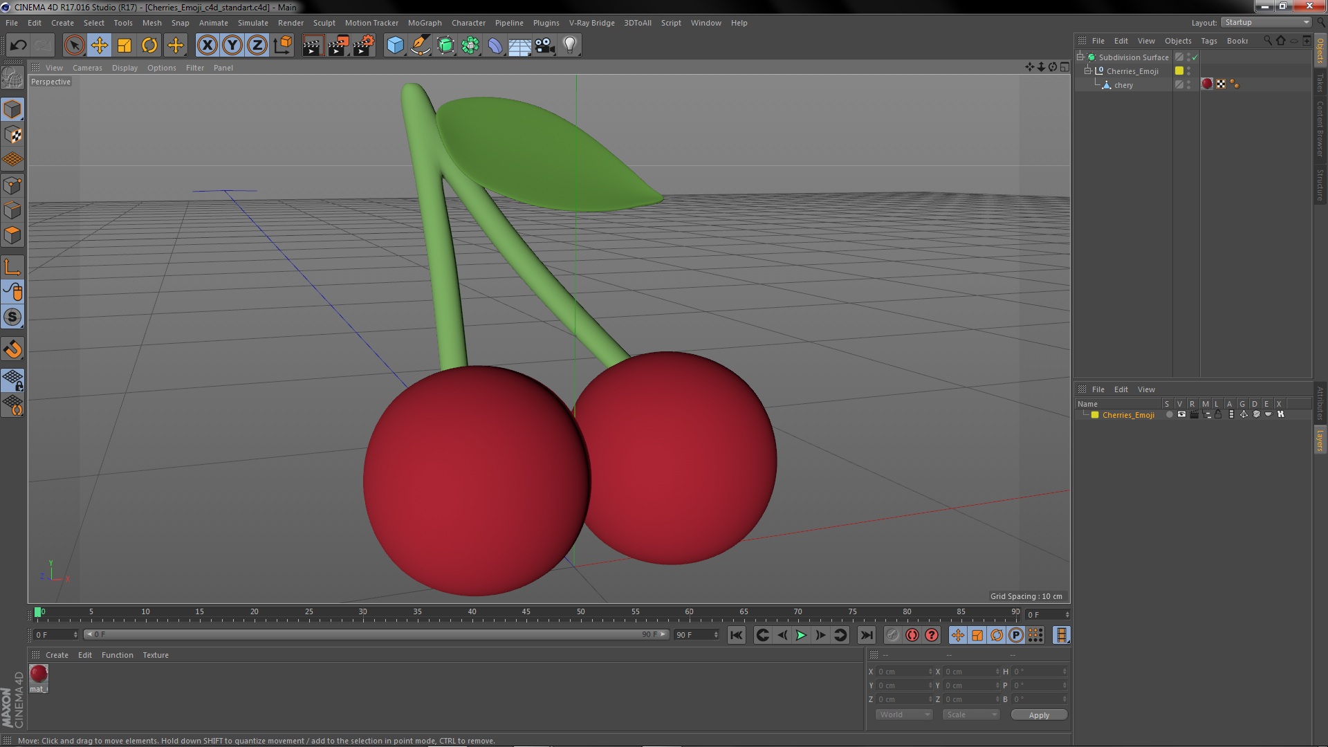Cherries Emoji 3D model