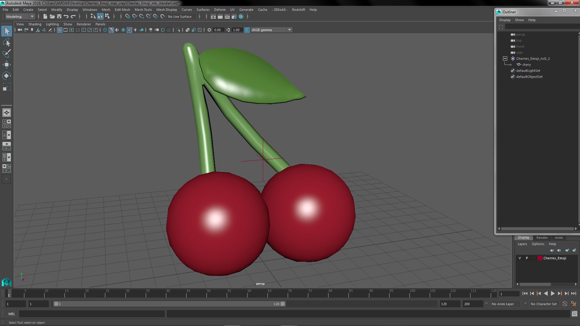 Cherries Emoji 3D model