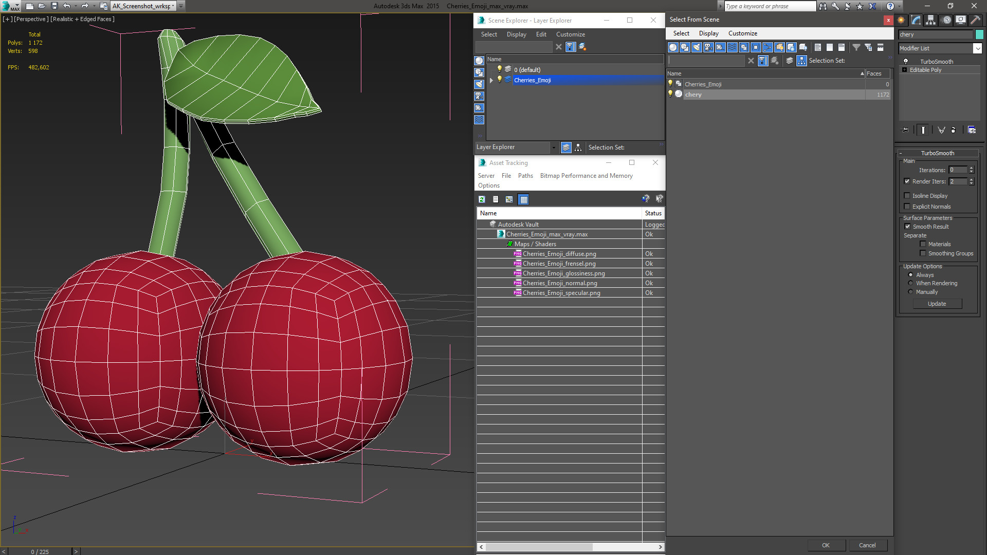 Cherries Emoji 3D model