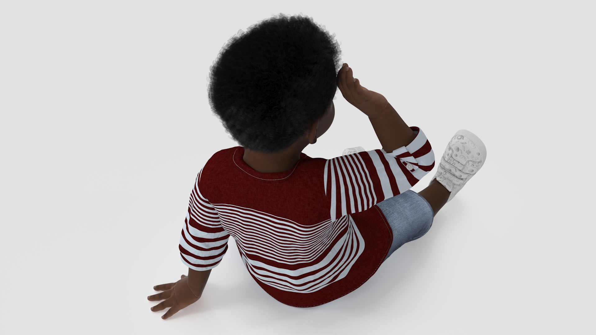African Baby Boy Outdoor in Summer Outfit Sitting 3D model