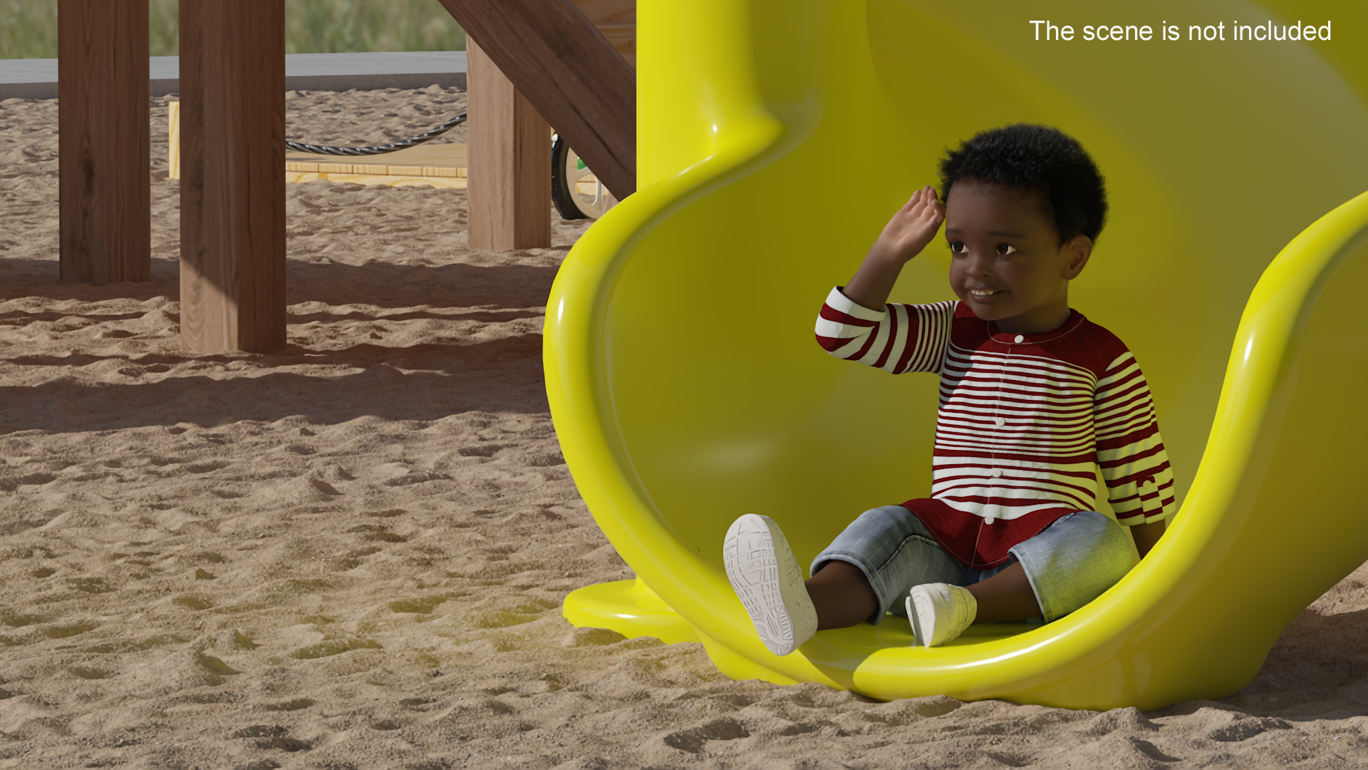 African Baby Boy Outdoor in Summer Outfit Sitting 3D model