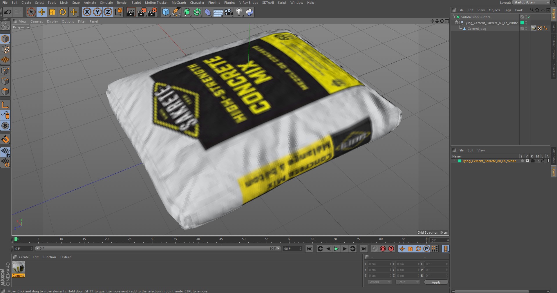 Lying Cement Sakrete 80 Lb White 3D