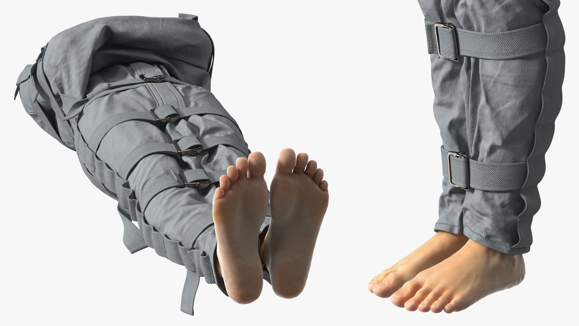 3D Asian Man Patient in Straitjacket model