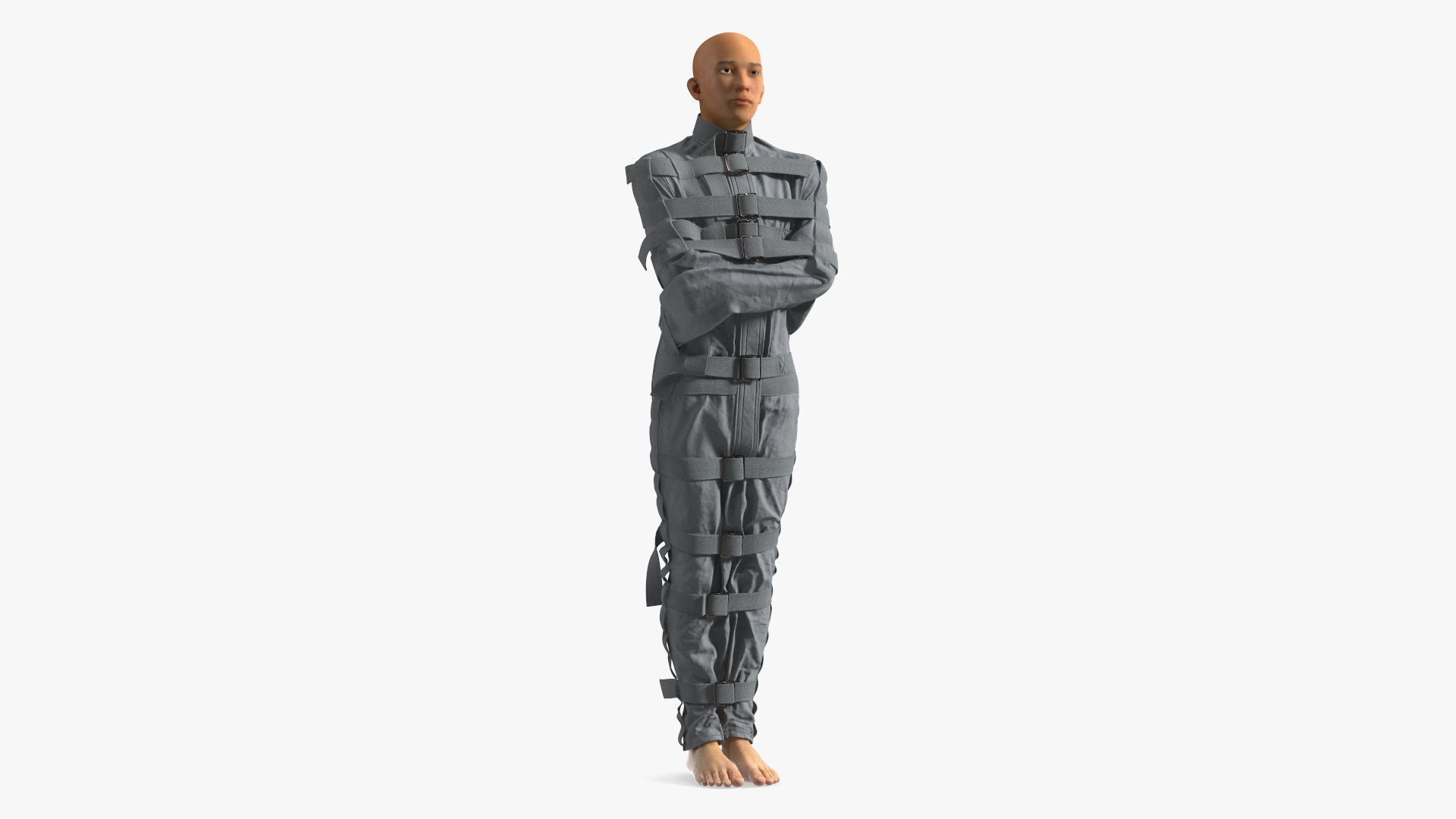 3D Asian Man Patient in Straitjacket model