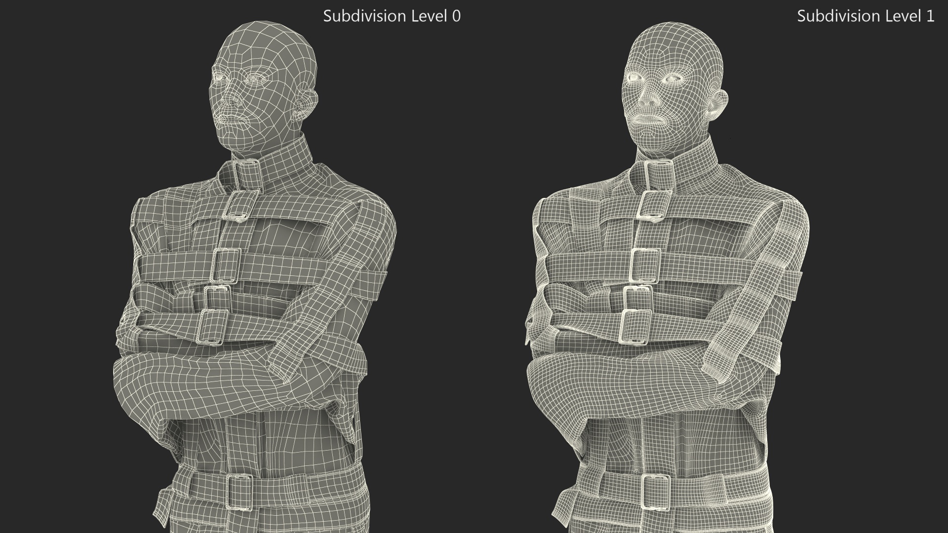 3D Asian Man Patient in Straitjacket model