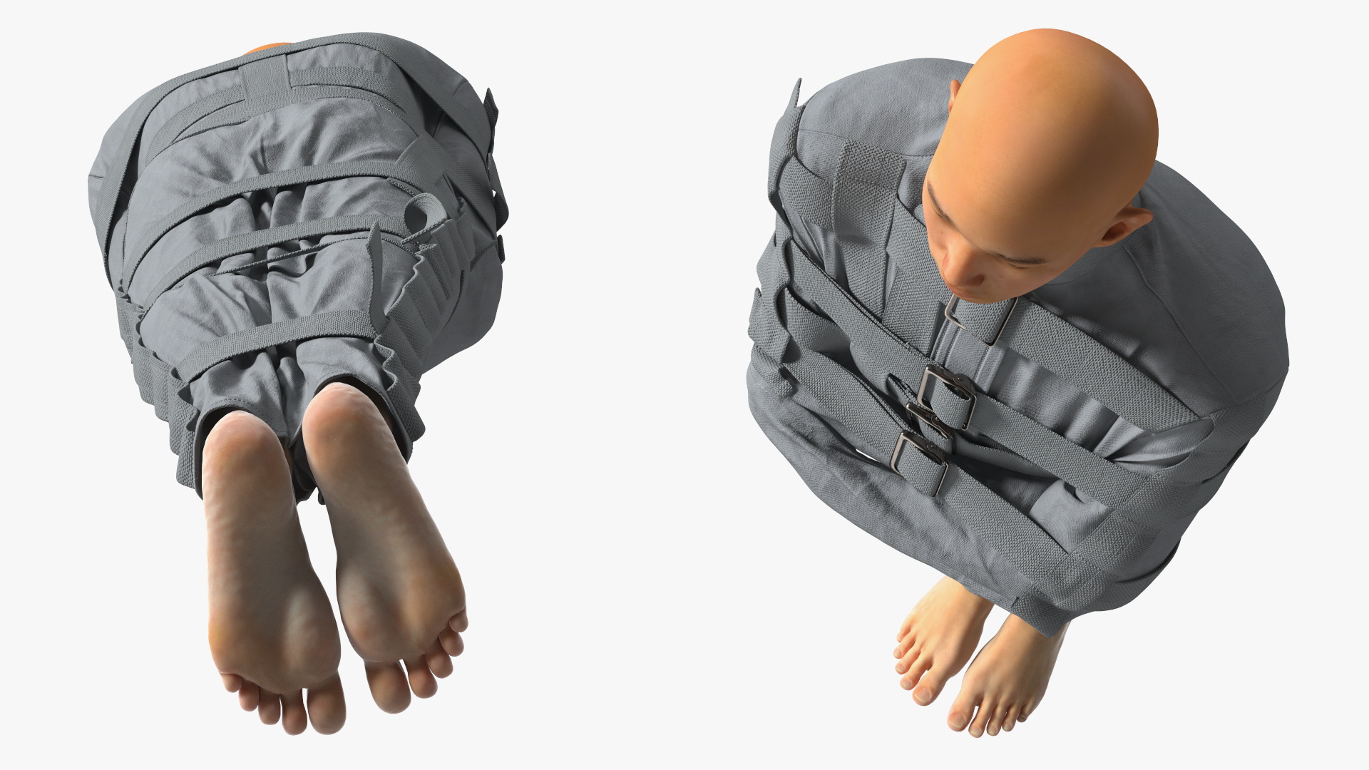 3D Asian Man Patient in Straitjacket model