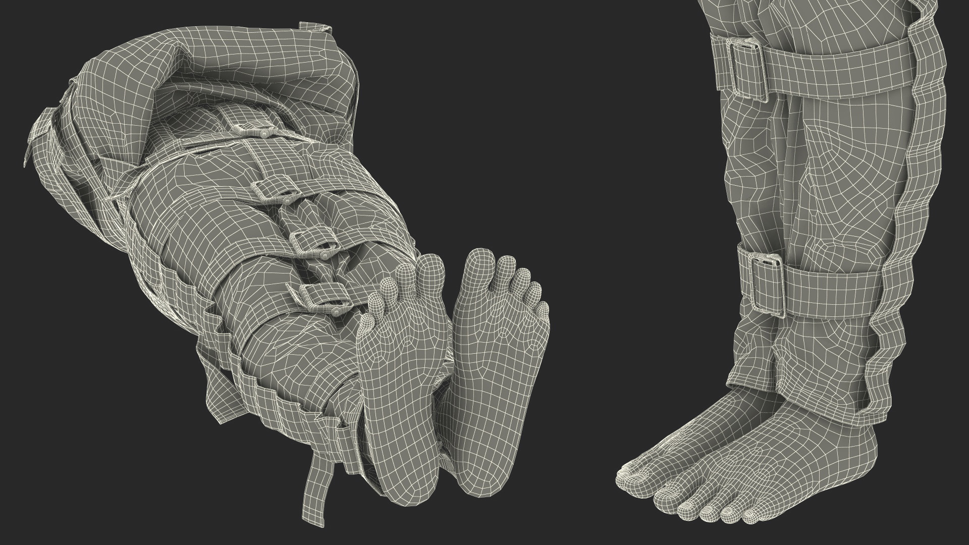 3D Asian Man Patient in Straitjacket model