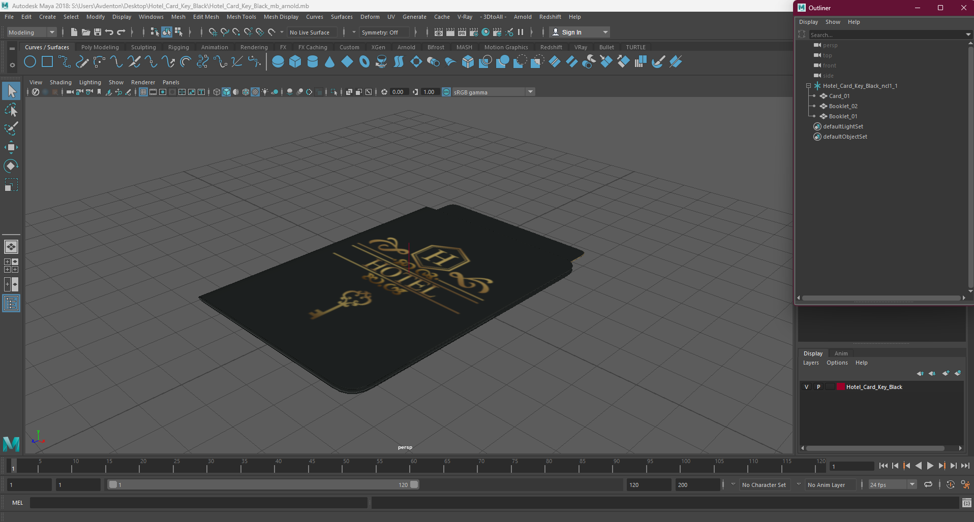 3D model Hotel Card Key Black