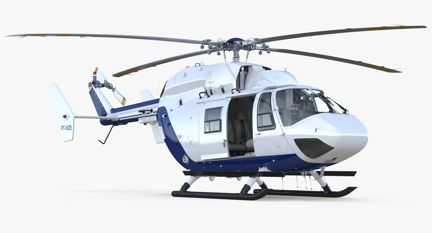3D Medium Utility Transport Helicopter Kawasaki BK 117 Rigged model