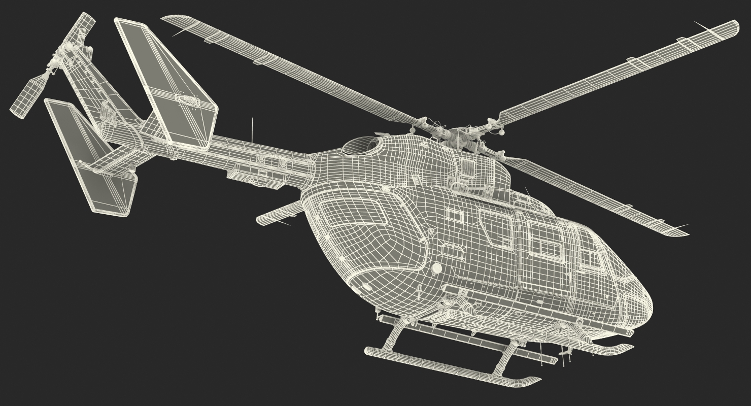 3D Medium Utility Transport Helicopter Kawasaki BK 117 Rigged model