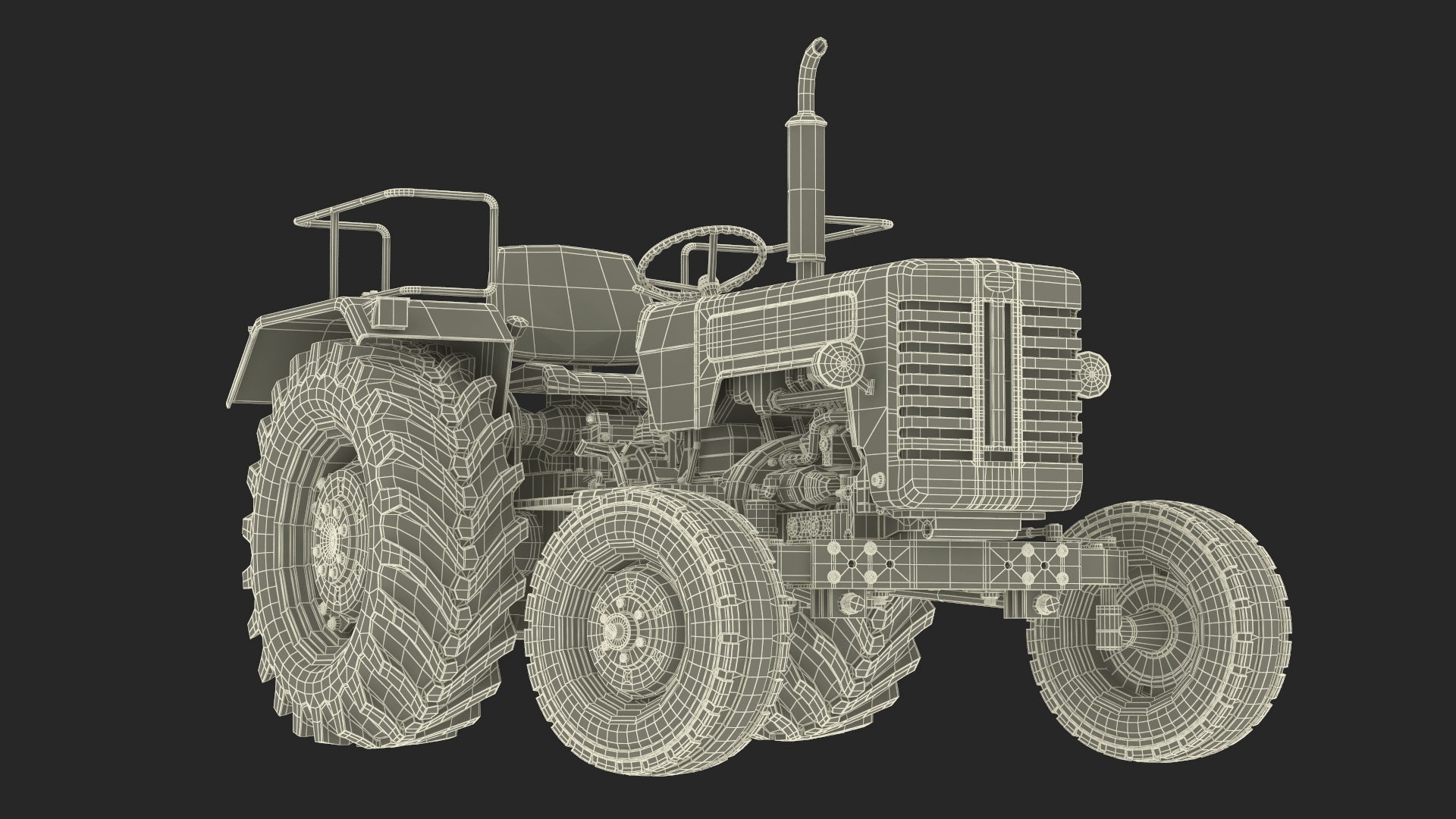 Mahindra 595DI Turbomax Tractor Rigged for Maya 3D