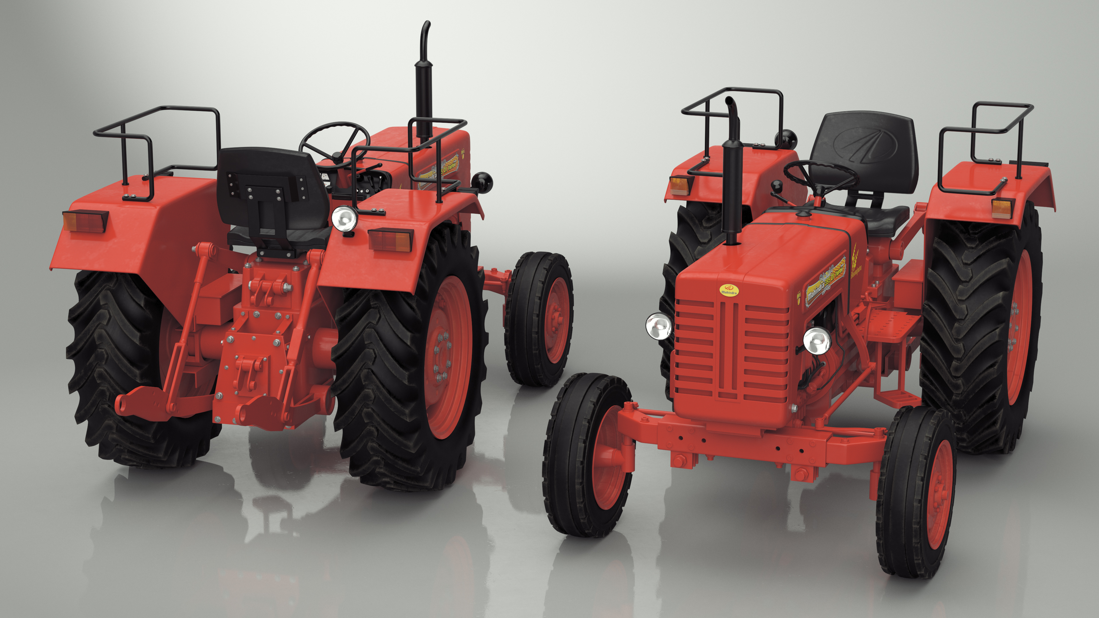 Mahindra 595DI Turbomax Tractor Rigged for Maya 3D