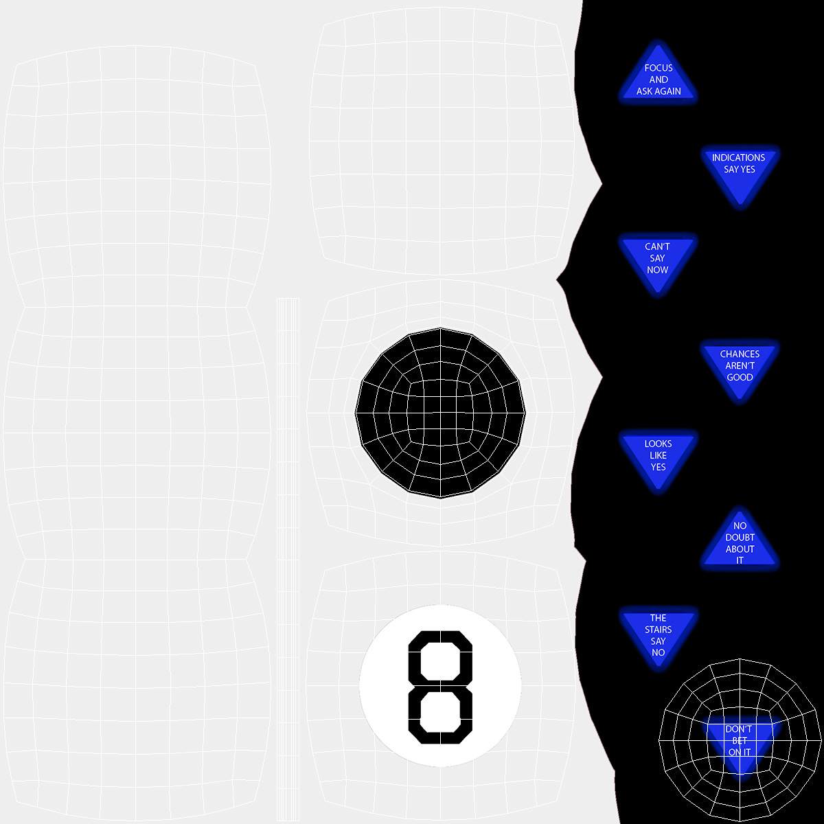 3D White Magic 8 Ball model