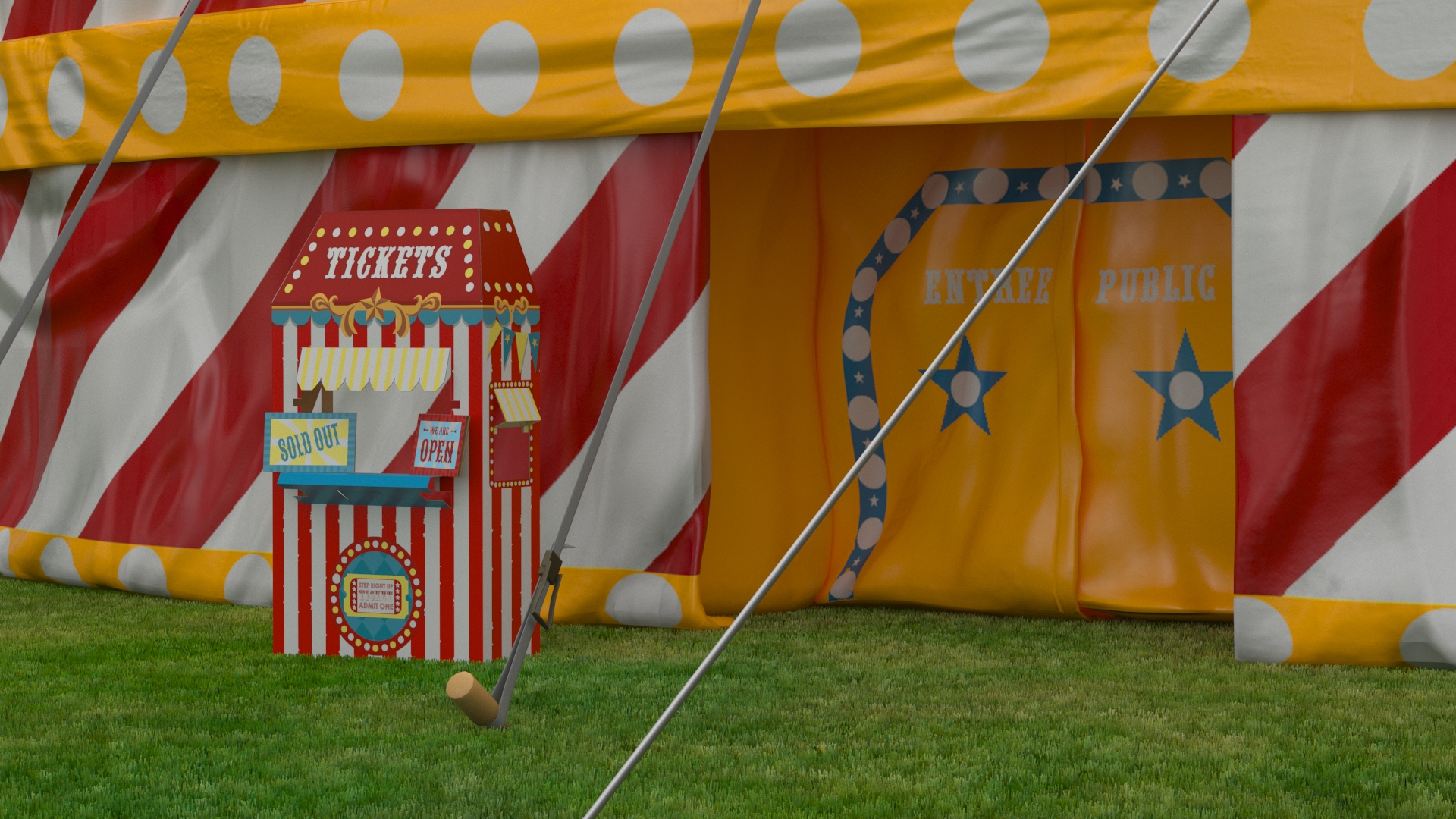 3D Circus Tent Setup and Transport Truck with Fur
