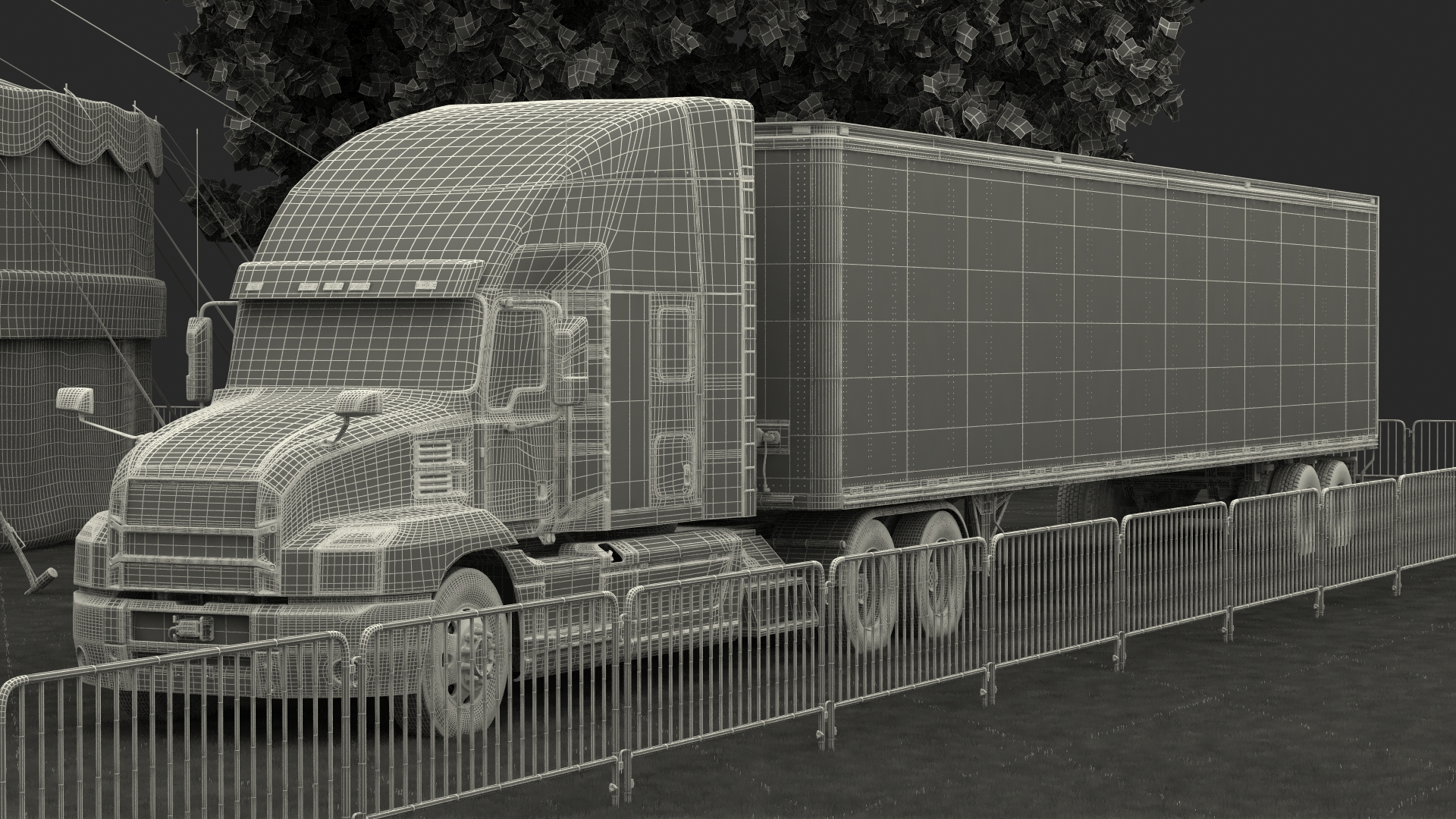 3D Circus Tent Setup and Transport Truck with Fur