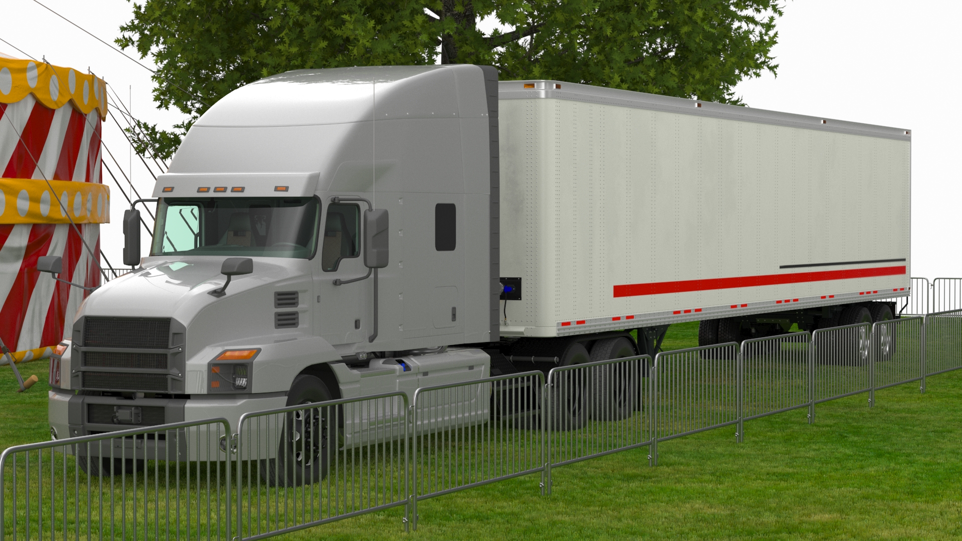 3D Circus Tent Setup and Transport Truck with Fur