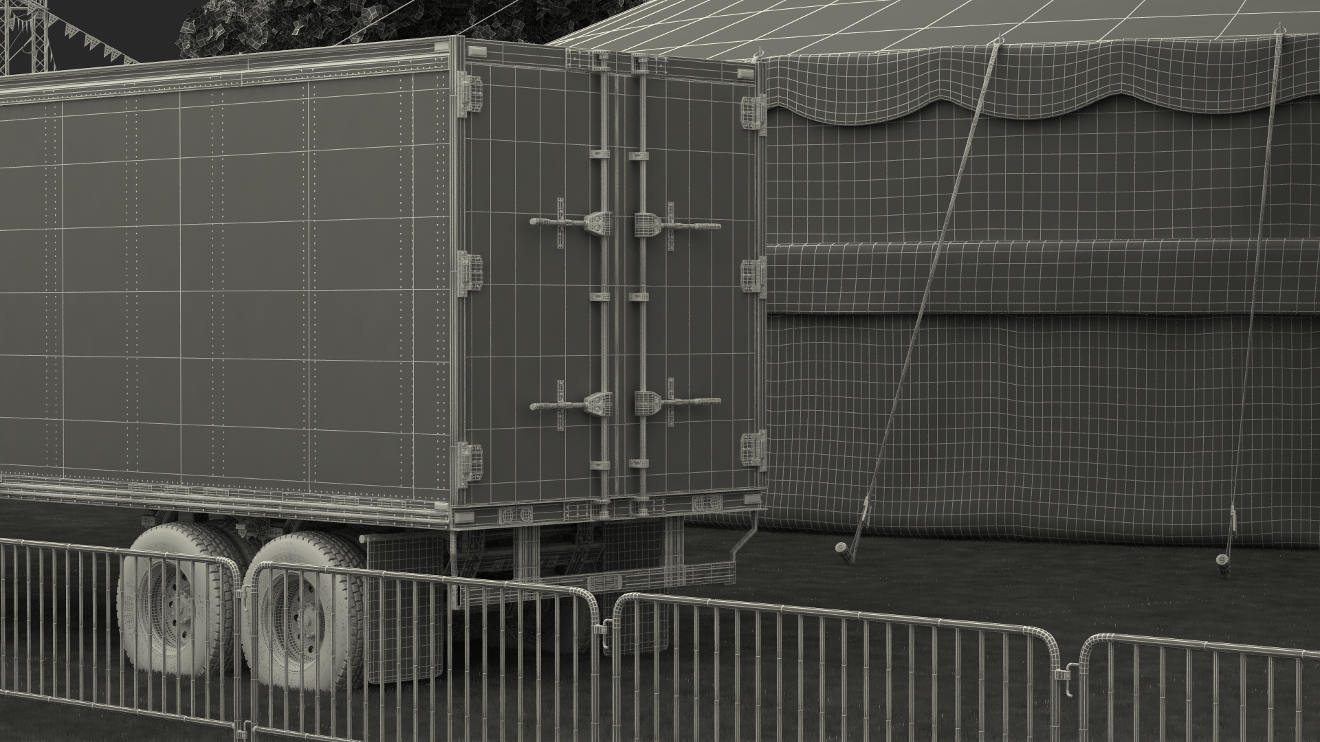 3D Circus Tent Setup and Transport Truck with Fur