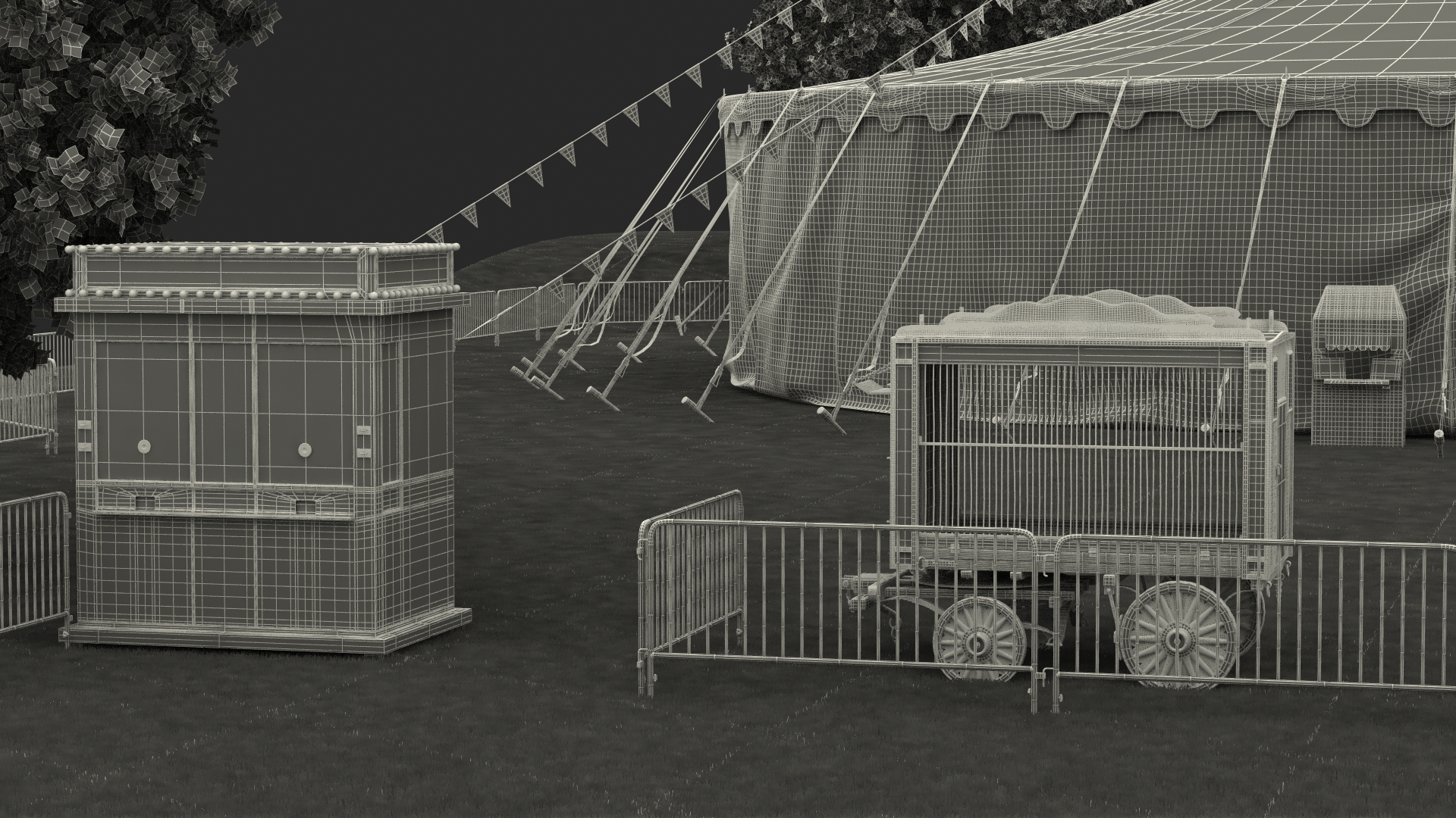 3D Circus Tent Setup and Transport Truck with Fur
