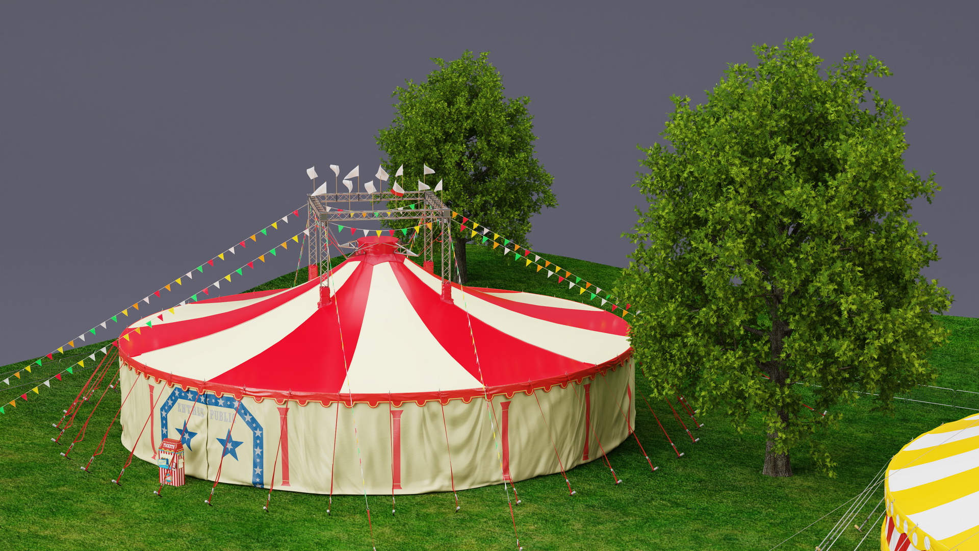 3D Circus Tent Setup and Transport Truck with Fur
