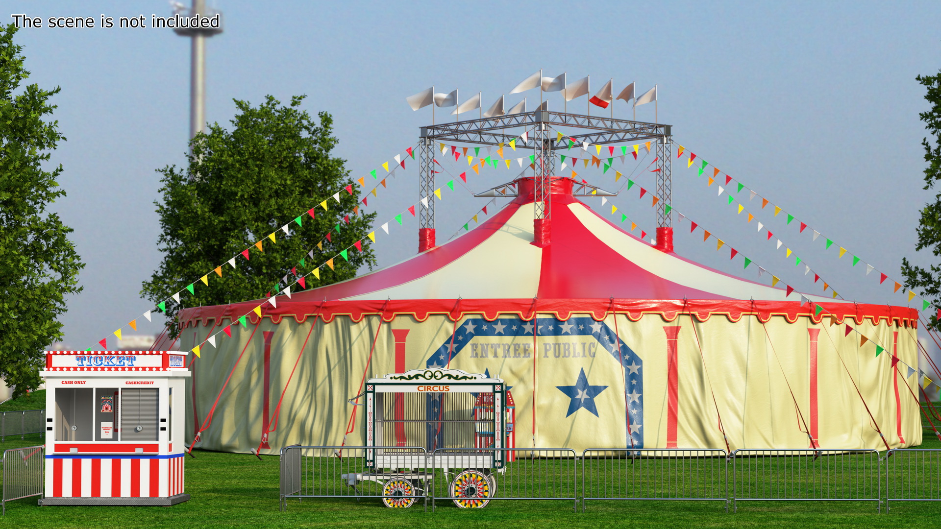 3D Circus Tent Setup and Transport Truck with Fur
