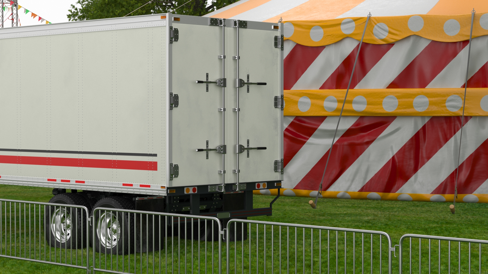 3D Circus Tent Setup and Transport Truck with Fur