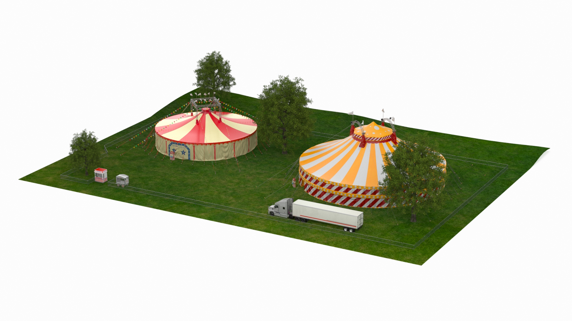 3D Circus Tent Setup and Transport Truck with Fur