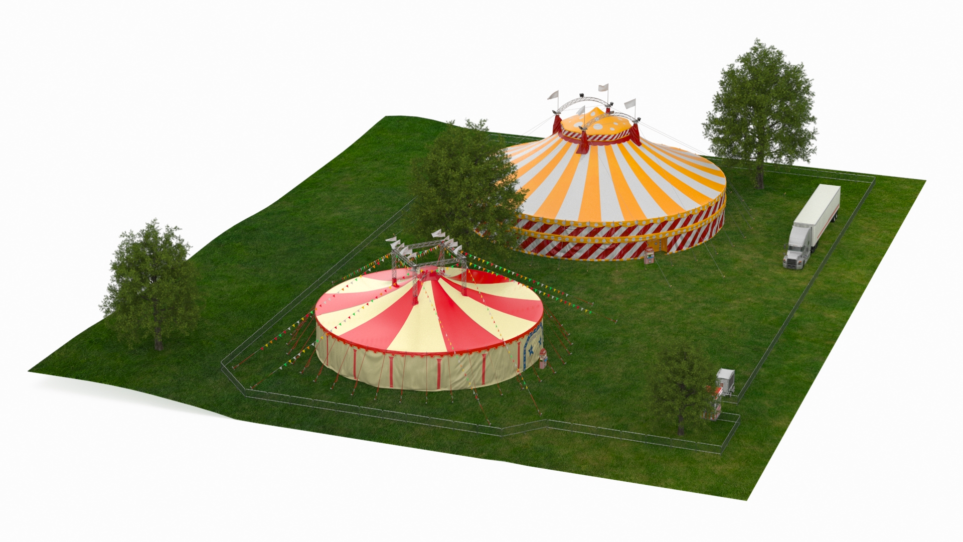 3D Circus Tent Setup and Transport Truck with Fur