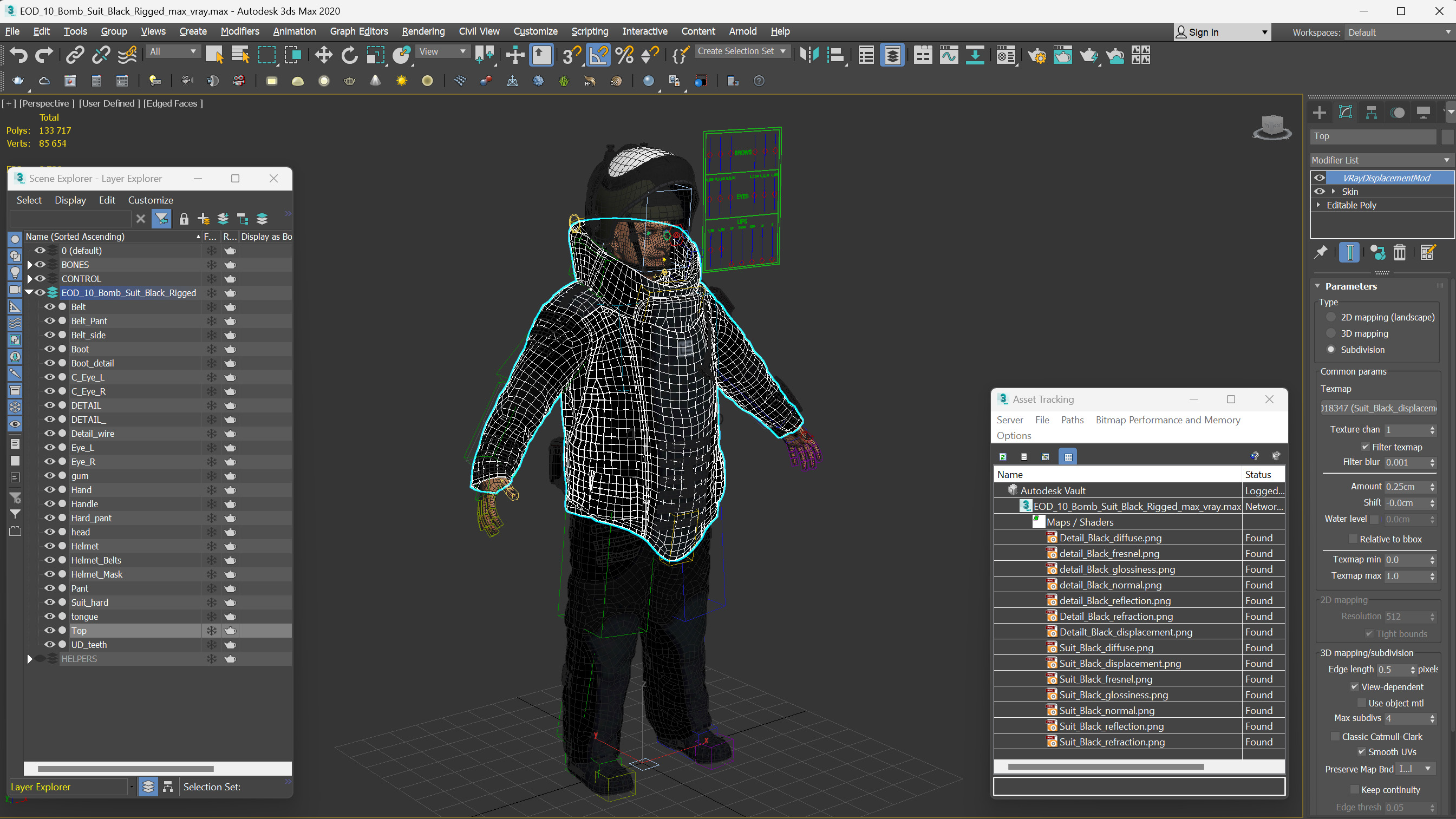 3D EOD 10 Bomb Suit Black Rigged for Maya model