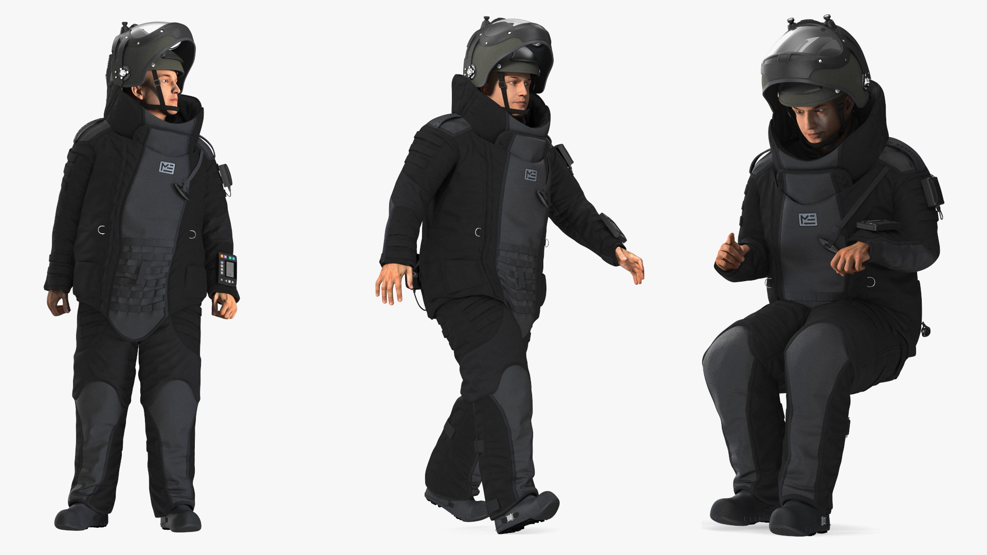 3D EOD 10 Bomb Suit Black Rigged for Maya model