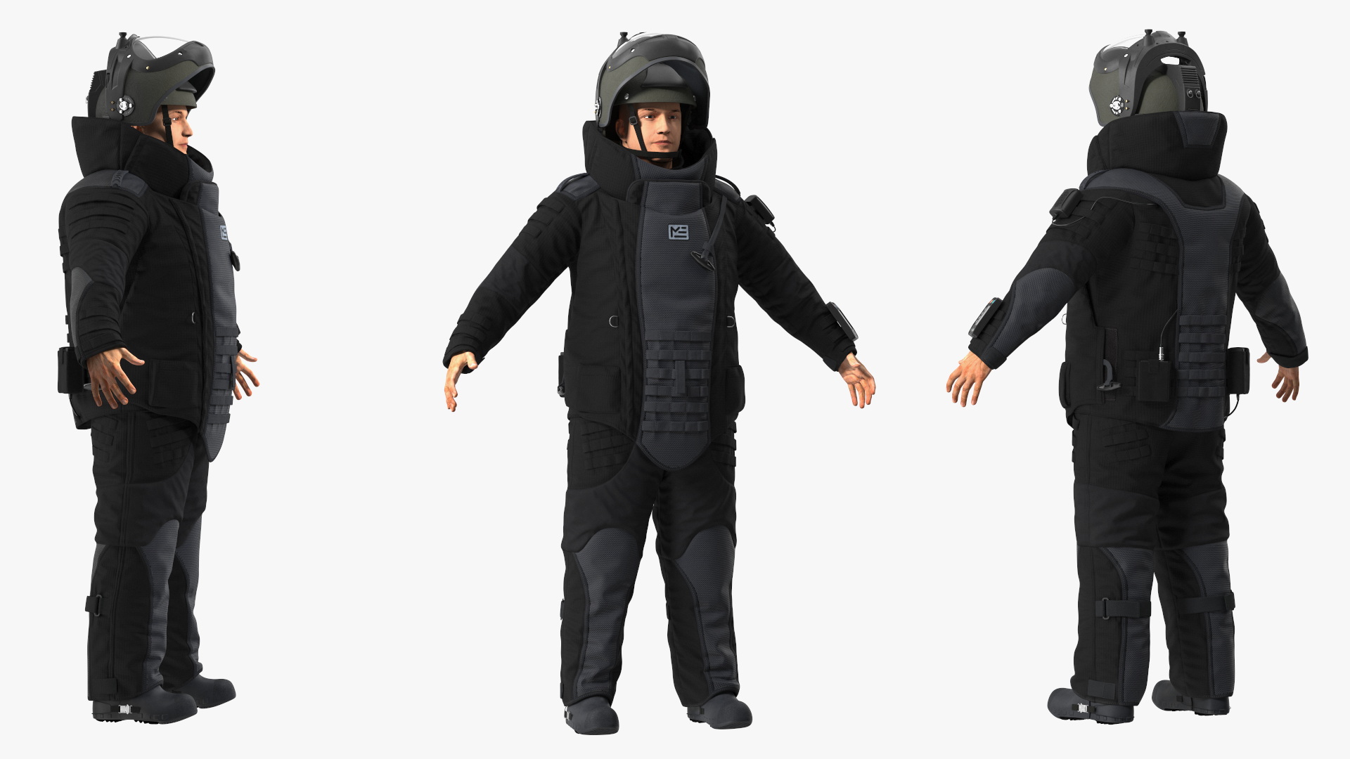 3D EOD 10 Bomb Suit Black Rigged for Maya model