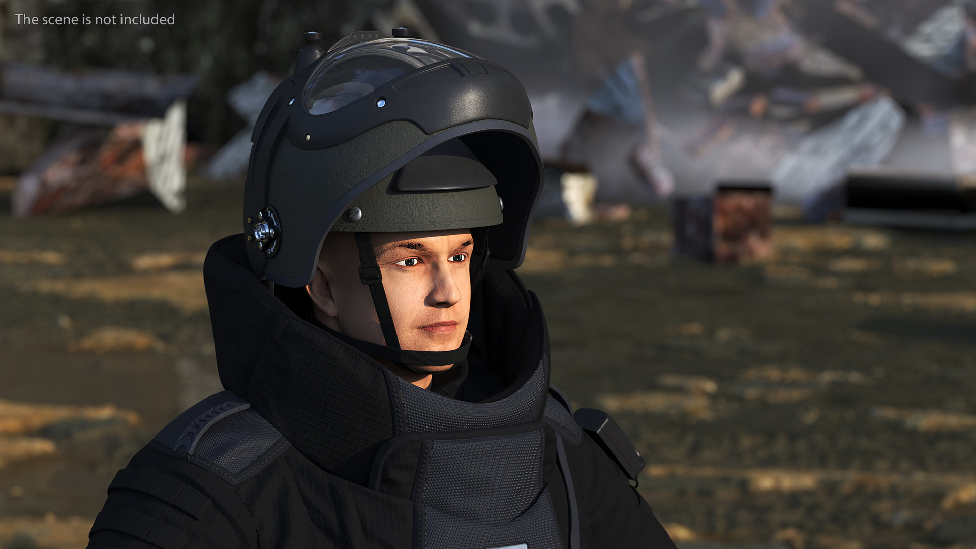 3D EOD 10 Bomb Suit Black Rigged for Maya model