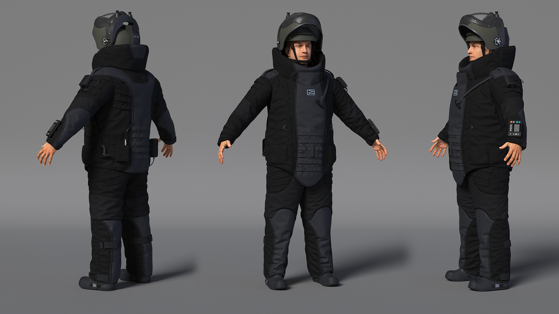 3D EOD 10 Bomb Suit Black Rigged for Maya model