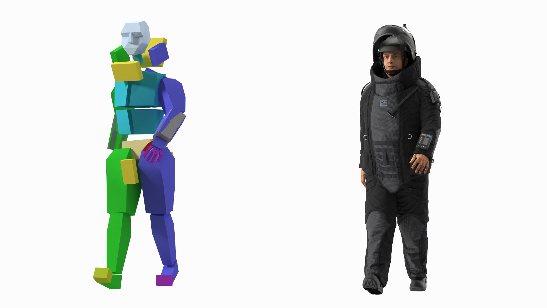 3D EOD 10 Bomb Suit Black Rigged for Maya model