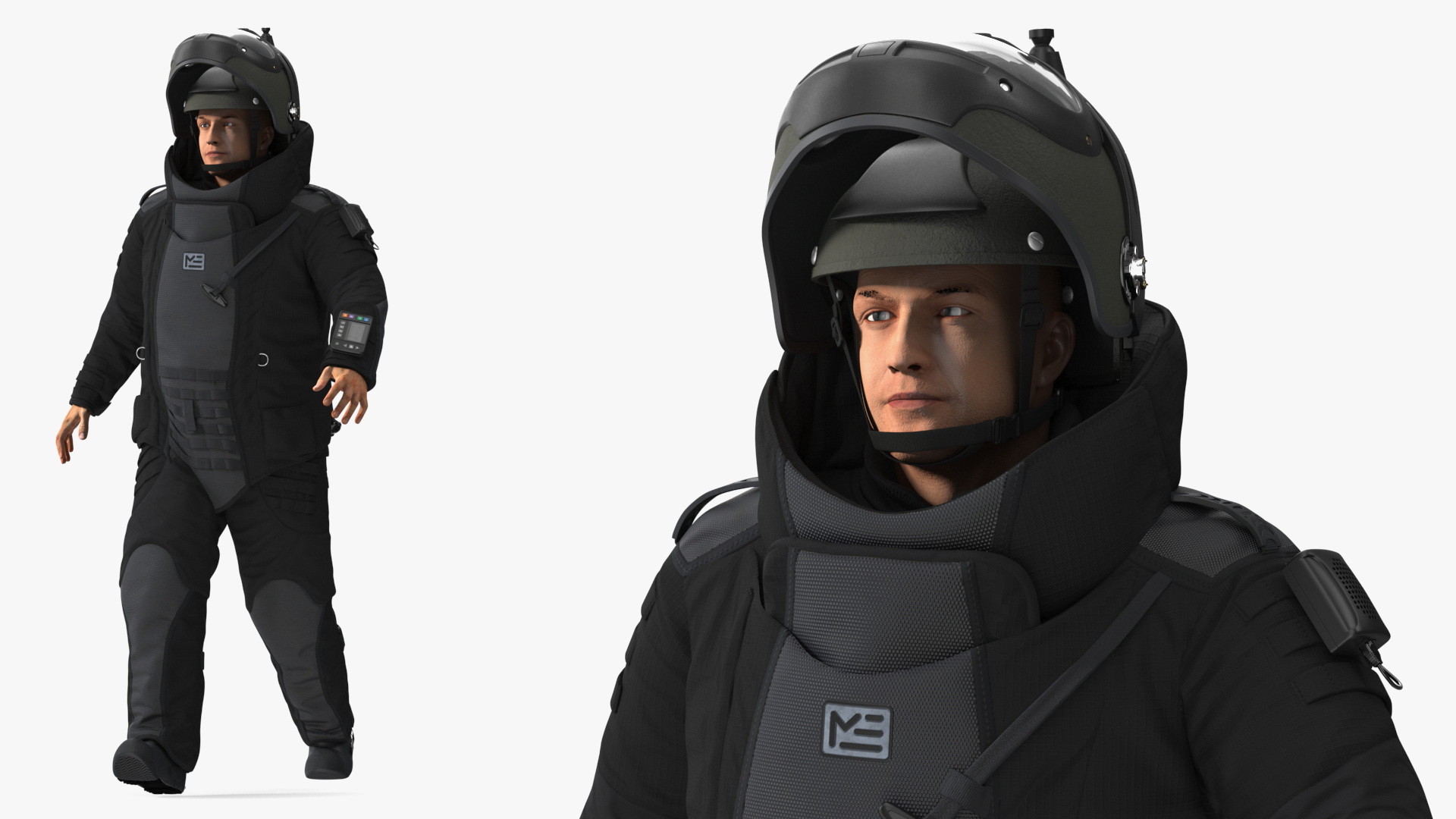 3D EOD 10 Bomb Suit Black Rigged for Maya model