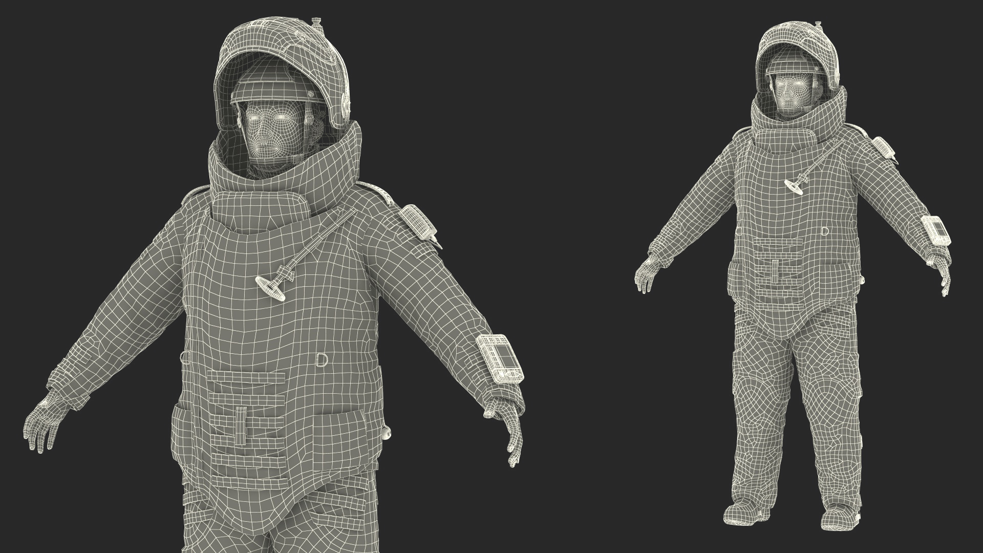 3D EOD 10 Bomb Suit Black Rigged for Maya model