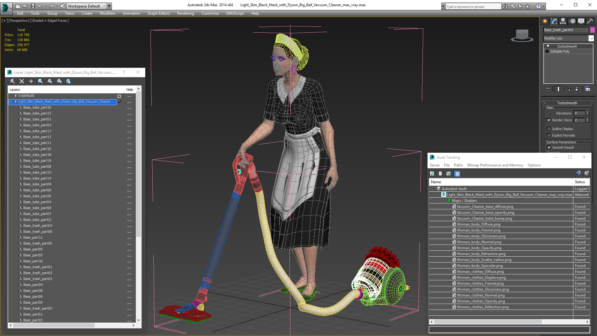 3D Light Skin Black Maid with Dyson Big Ball Vacuum Cleaner