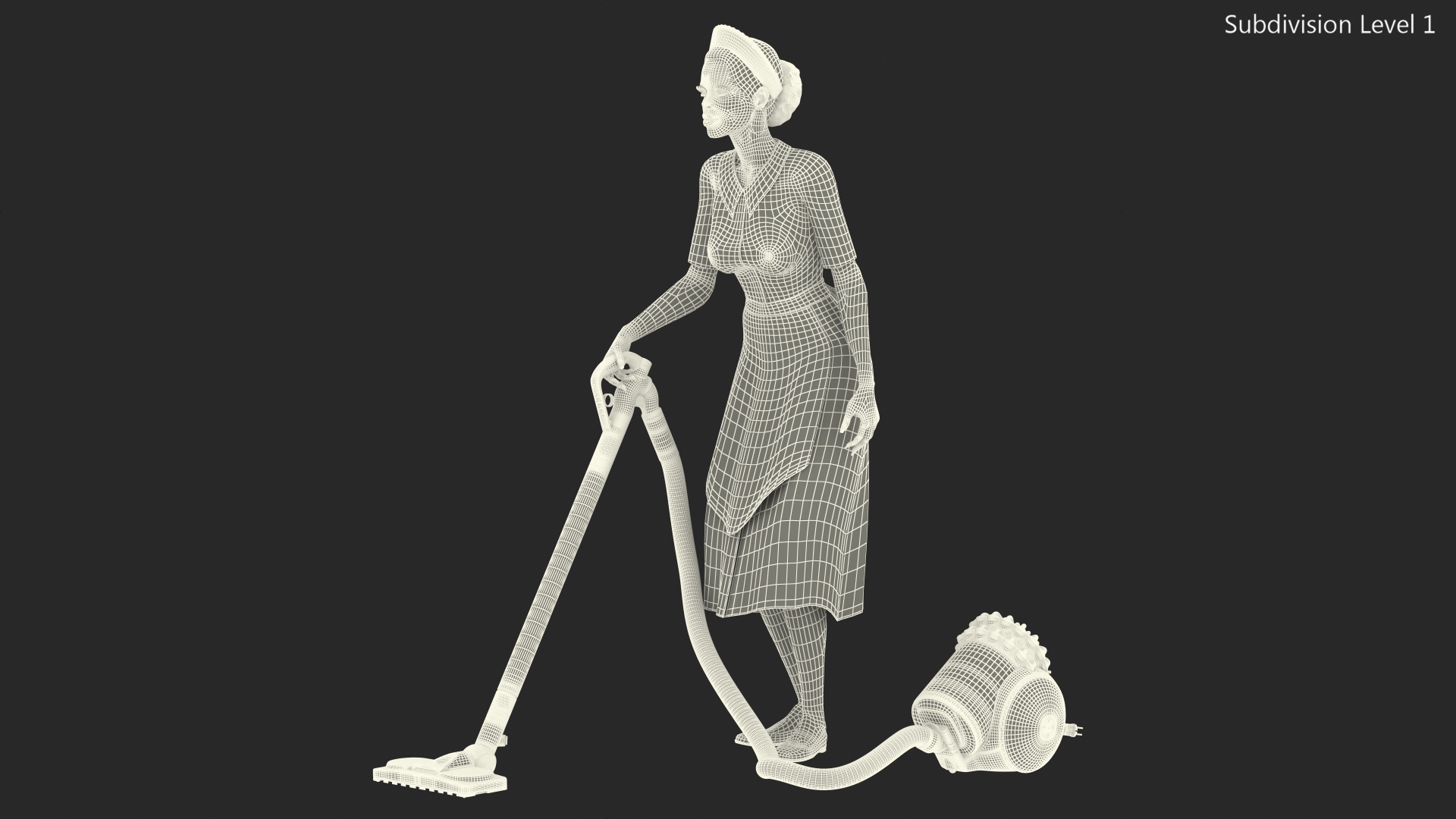 3D Light Skin Black Maid with Dyson Big Ball Vacuum Cleaner