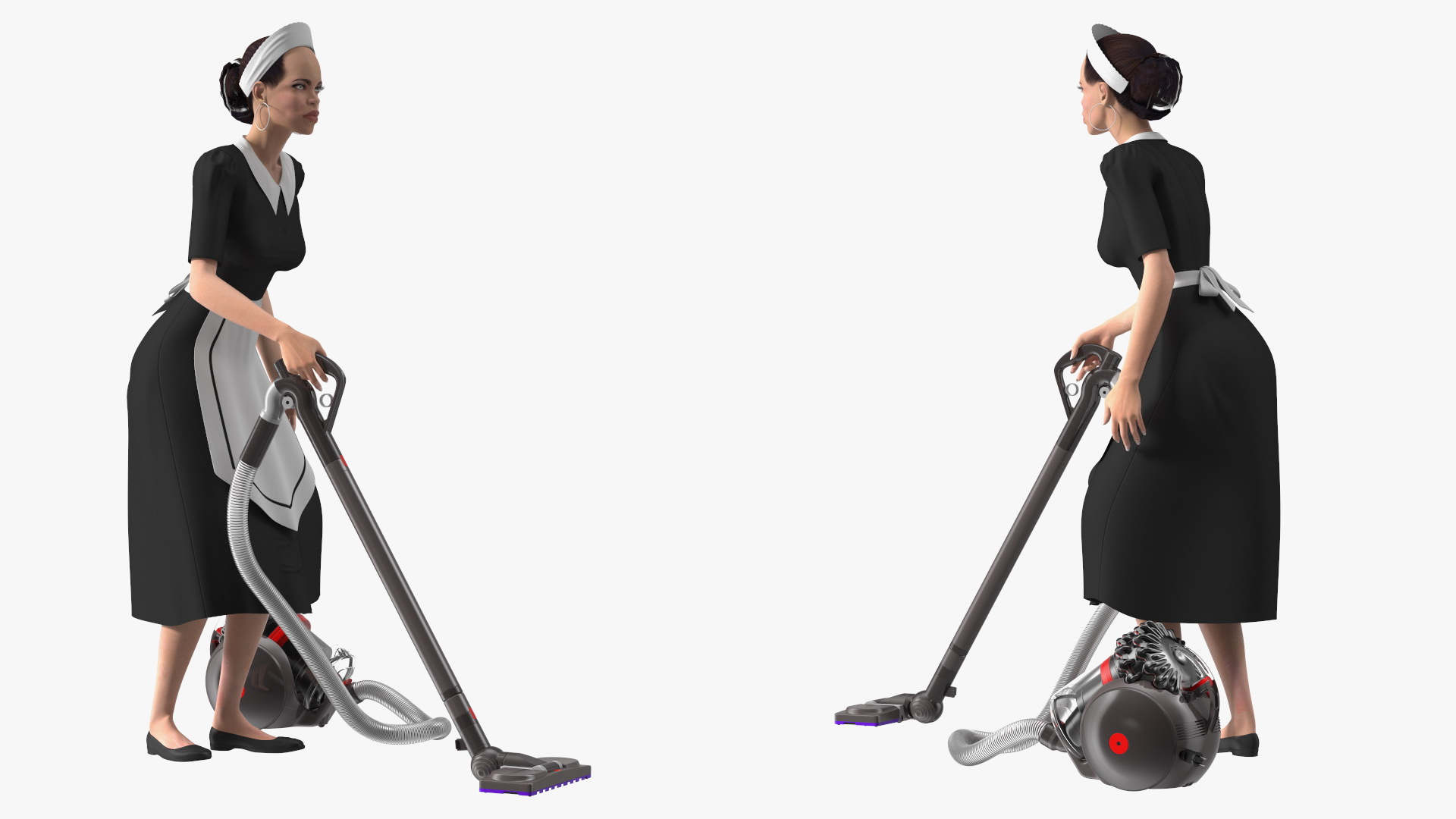 3D Light Skin Black Maid with Dyson Big Ball Vacuum Cleaner