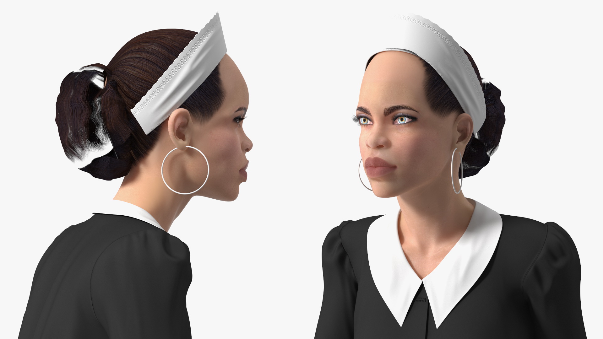 3D Light Skin Black Maid with Dyson Big Ball Vacuum Cleaner