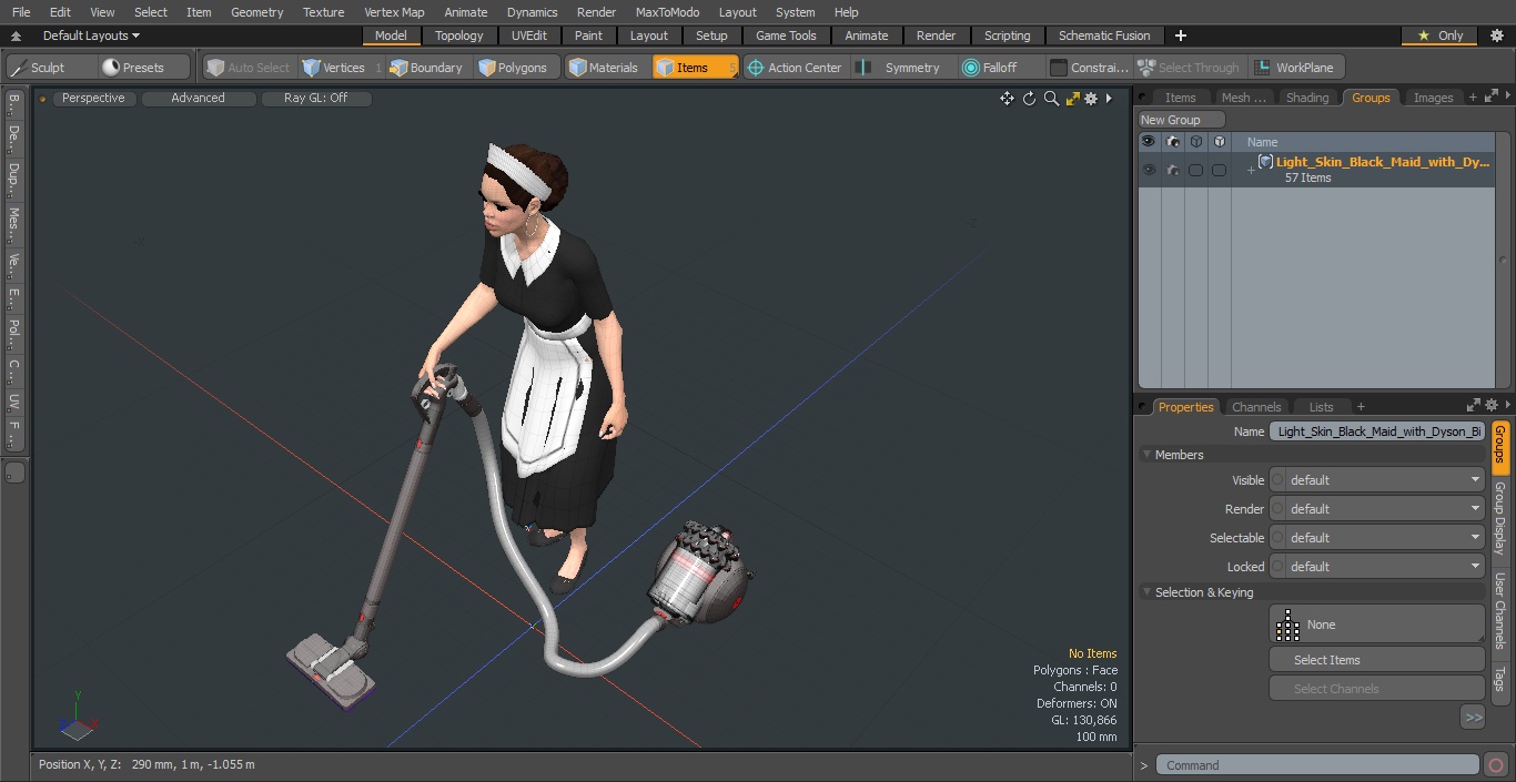 3D Light Skin Black Maid with Dyson Big Ball Vacuum Cleaner